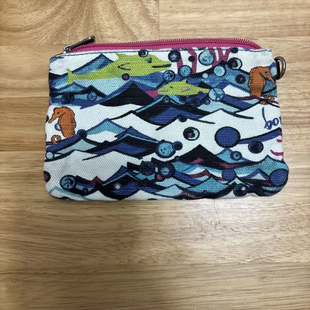 Sakroots Makeup Bag Ocean Under Sea Theme Zip Close No Strap Fish Starfish